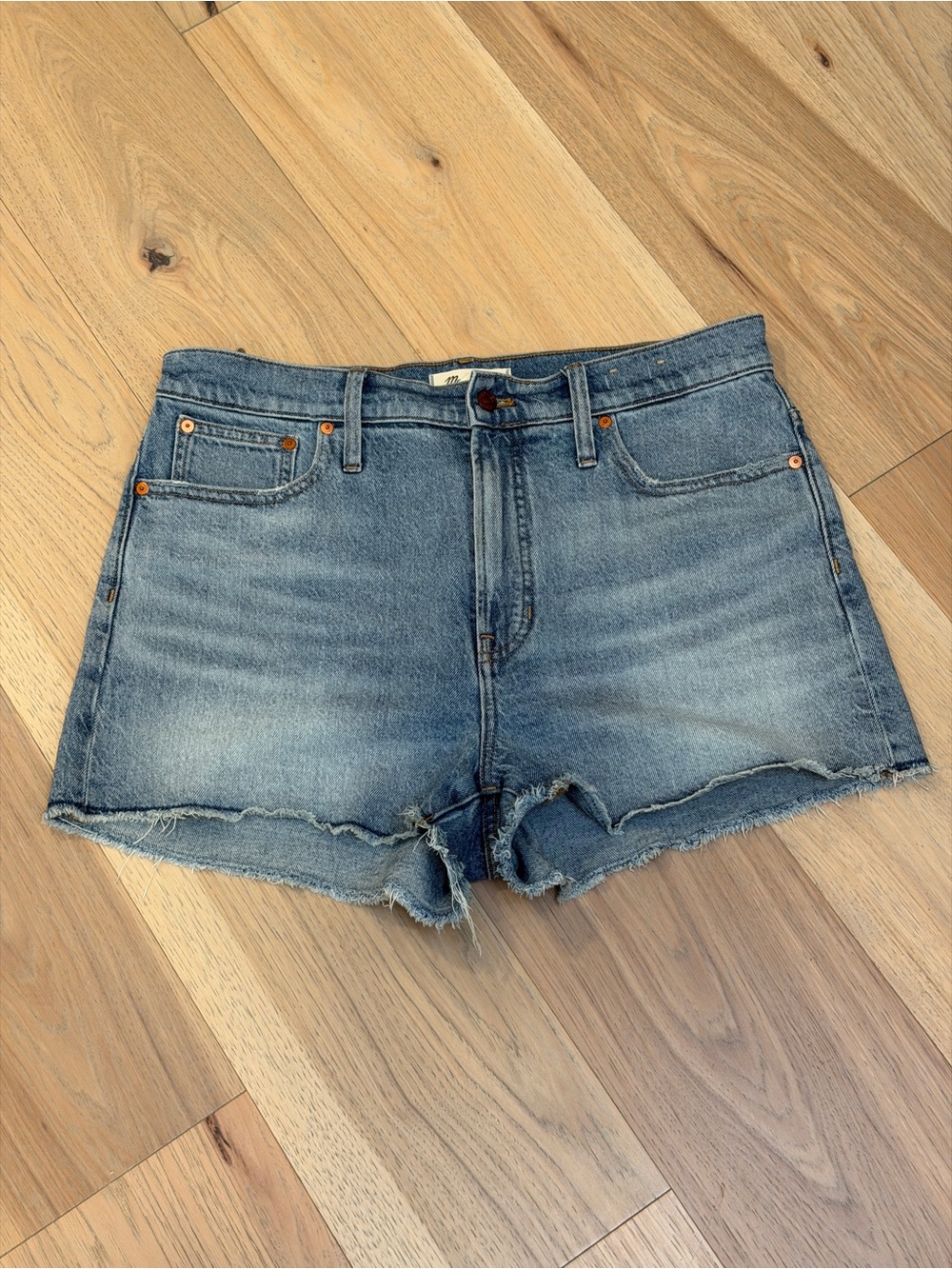 Madewell Light Blue Distressed Denim Shorts